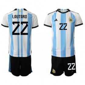 Argentina Lautaro Martinez 22 Domácí Mistrovství Světa 2022 - Dětské Fotbalové Dresy (S/S)